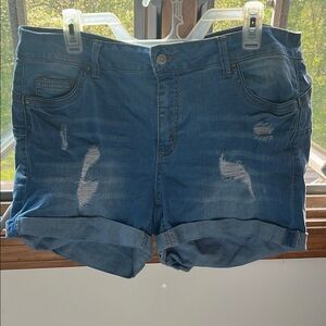 Blue Denim Distressed Women's Shorts